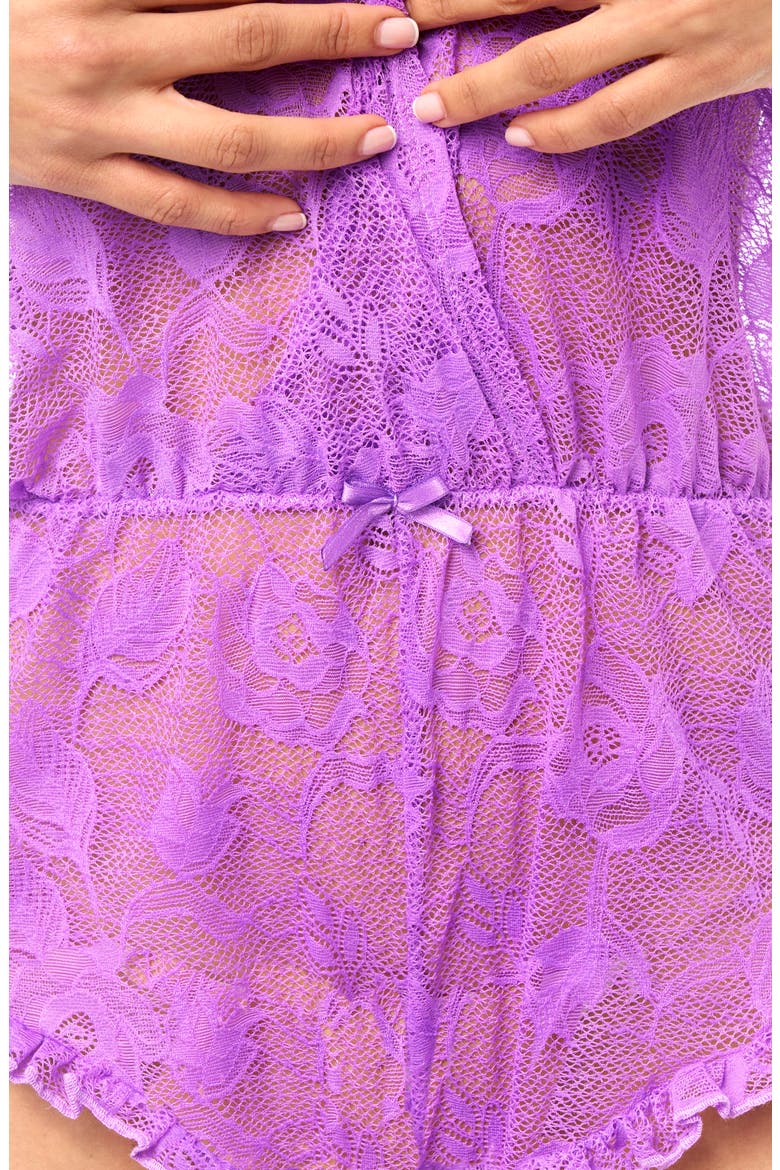 Ruffle Lace Babydoll Romper, Alternate, color, WILD ORCHID