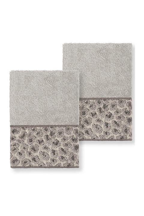 Spots Embellished Washcloth - Set of 2 - Light Grey