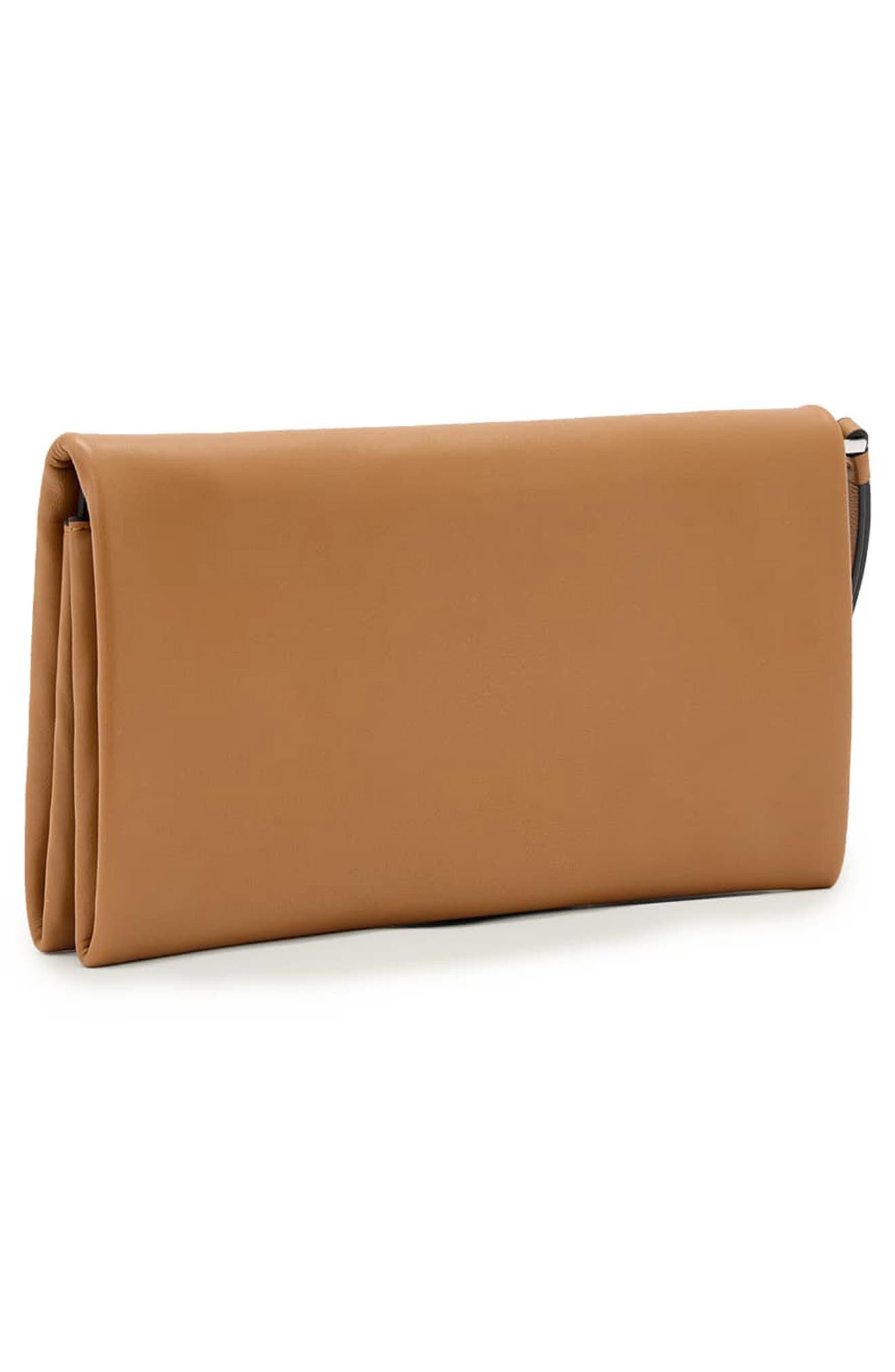 Harluna Leather Clutch, Alternate, color, TOFFEE BROWN