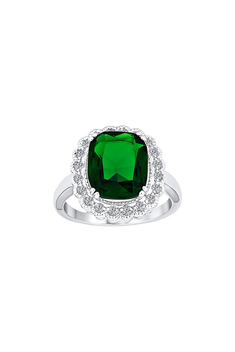 Art Deco CZ Halo Ring, Main, color, GREEN