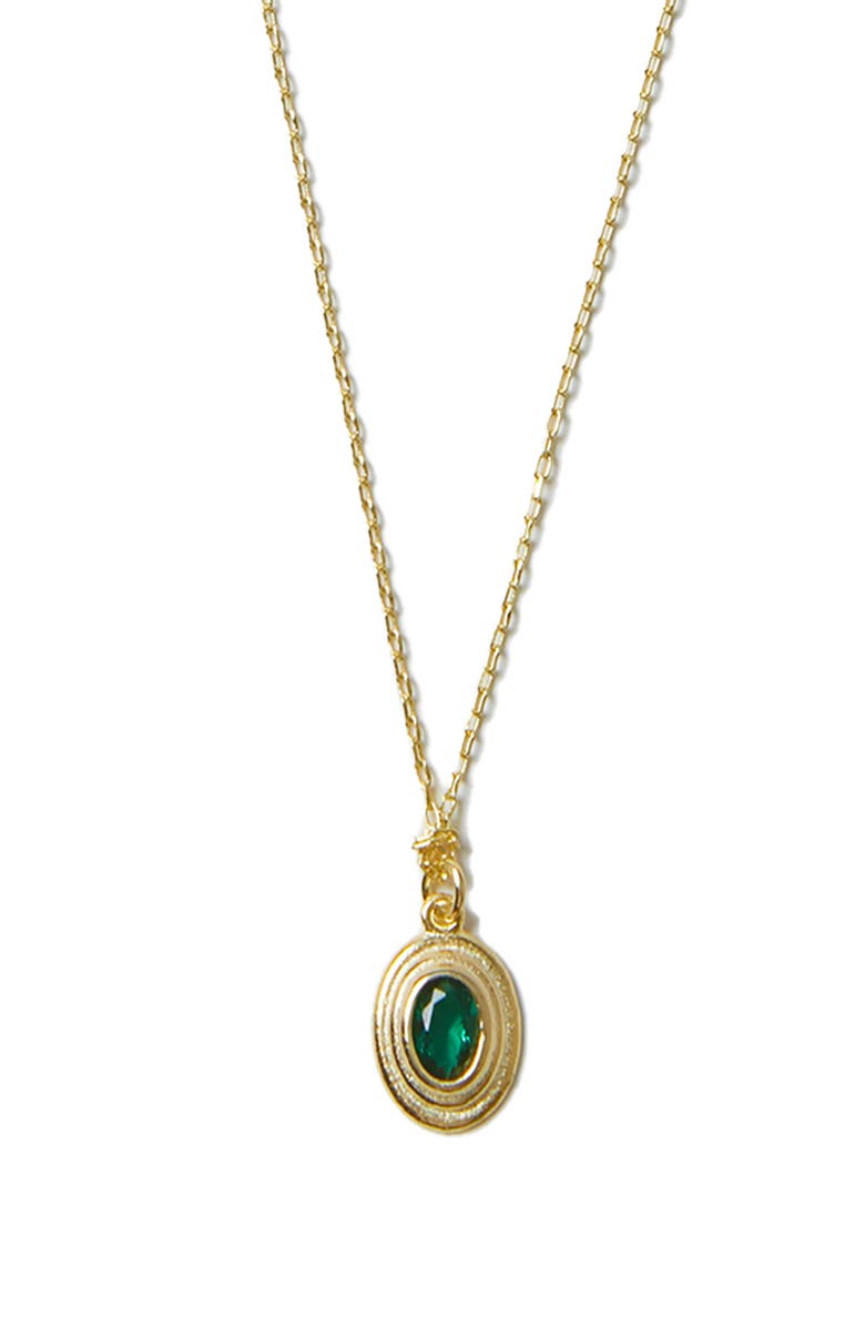 Argento Vivo Sterling Silver Emerald Pendant Necklace, Alternate, color, Gold