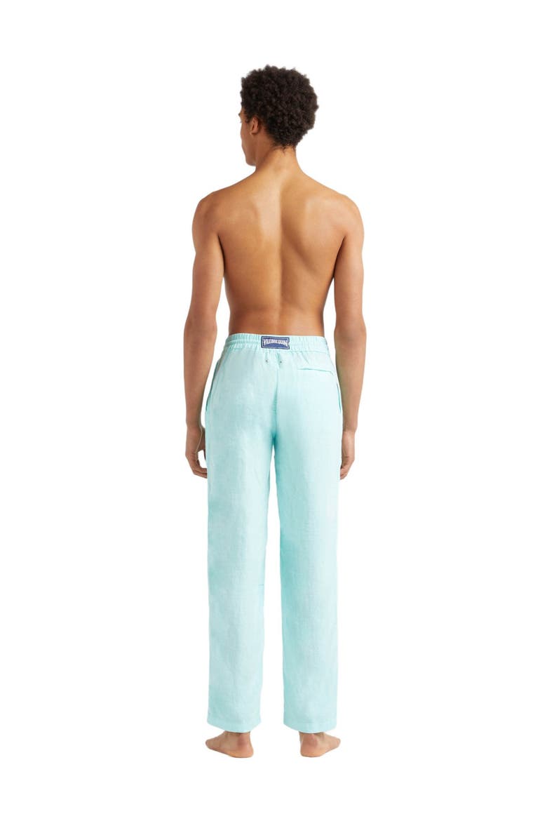 Men's Slim Fit Solid Linen Pants, Alternate, color, LAGON
