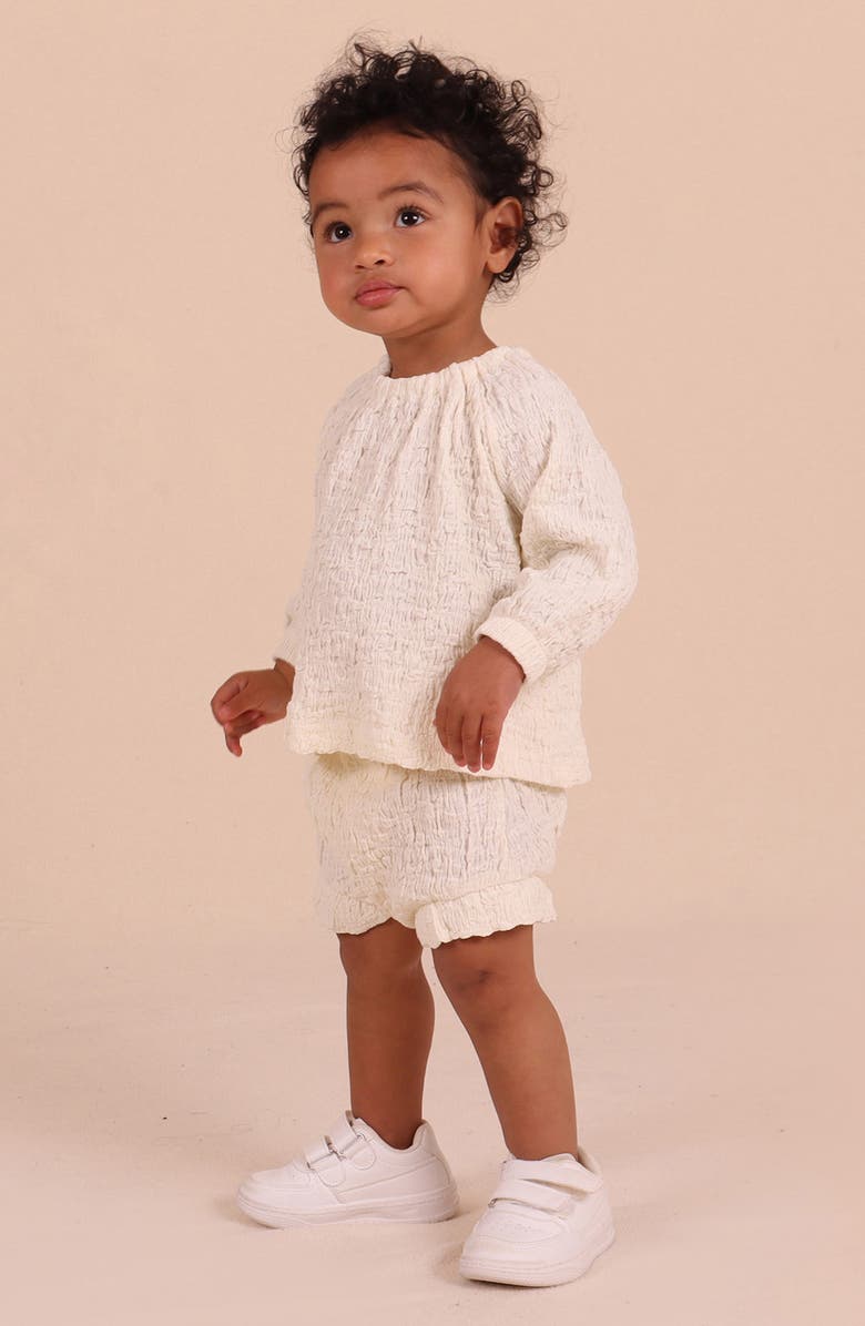 TINY TRIBE Scrunch Smocked Top & Bloomers Set, Alternate, color, Cream