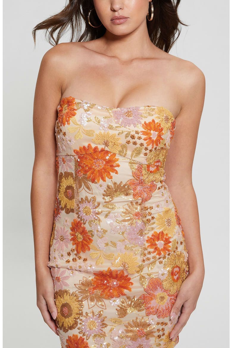 Fia Sequin Strapless Minidress, Alternate, color, SATIN ROSE MULTI