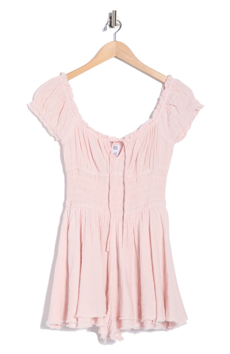BDG Urban Outfitters Rowan Cap Sleeve Cotton Romper, Alternate, color, Pink