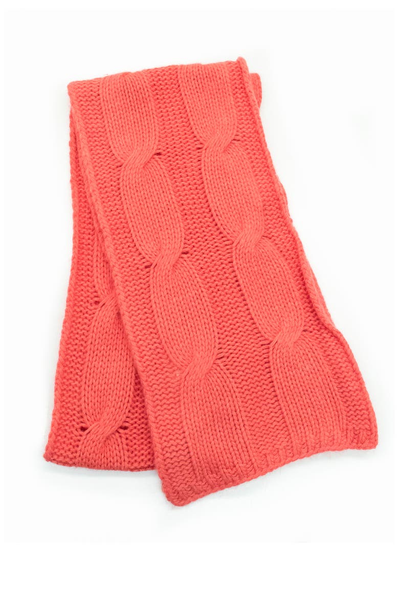 Cable Knit Scarf, Alternate, color, RASPBERRY