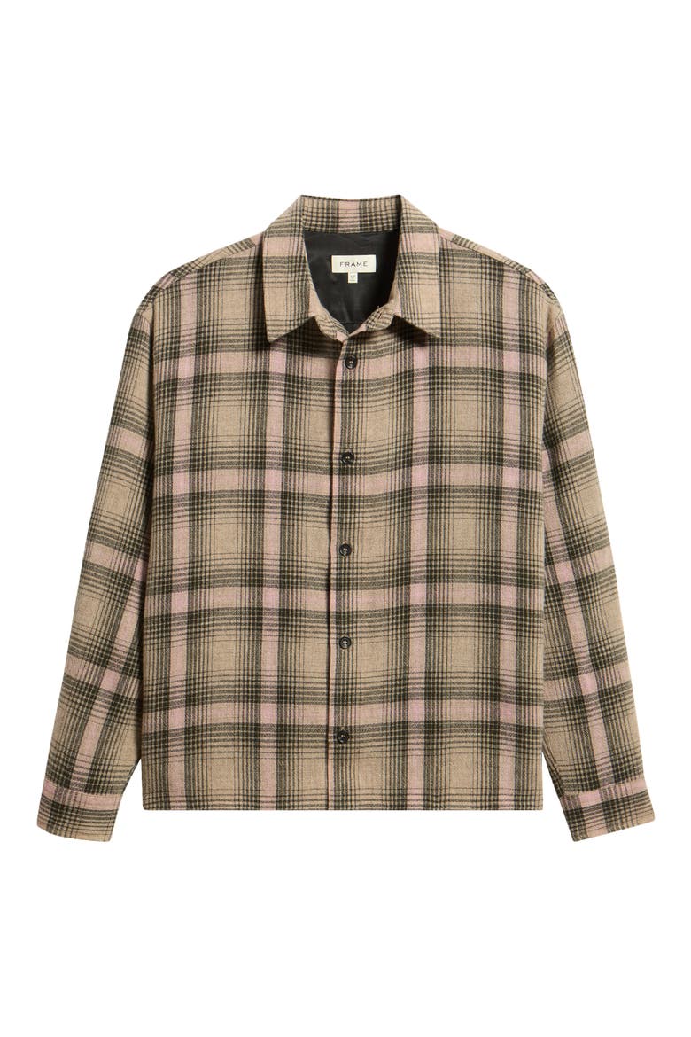 Plaid Wool Blend Button-Up Overshirt, Alternate, color, WARM MAUVE PLAID