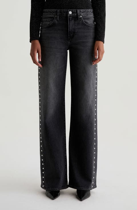 Adria Stud Wide Leg Jeans (Immensity)