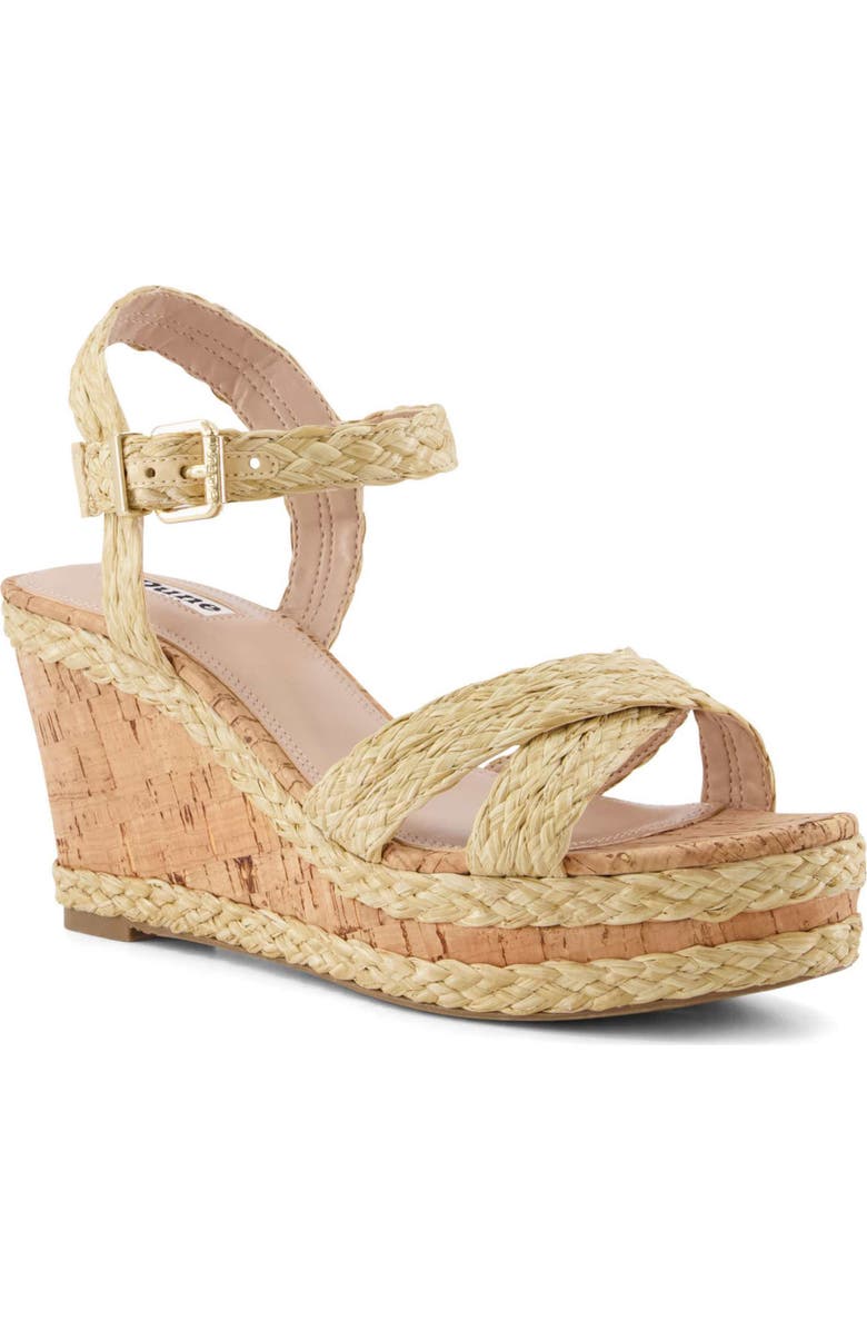 Dune London Kelsia Wedge Sandal, Main, color, Beige-Synthetic