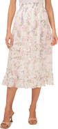 CeCe Floral Print Chiffon Midi Skirt