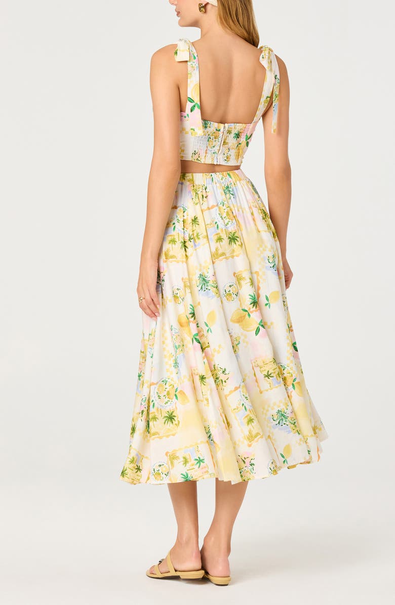 ASTR the Label Kaleigh Print A-Line Midi Skirt, Alternate, color, Lemon Paradise