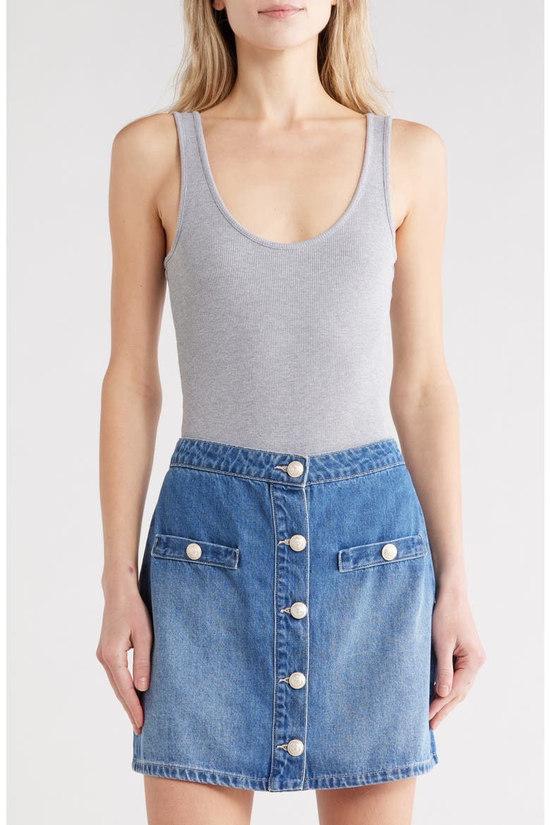 Nica Scoop Neck Tank Bodysuit, Main, color, HEATHER GREY