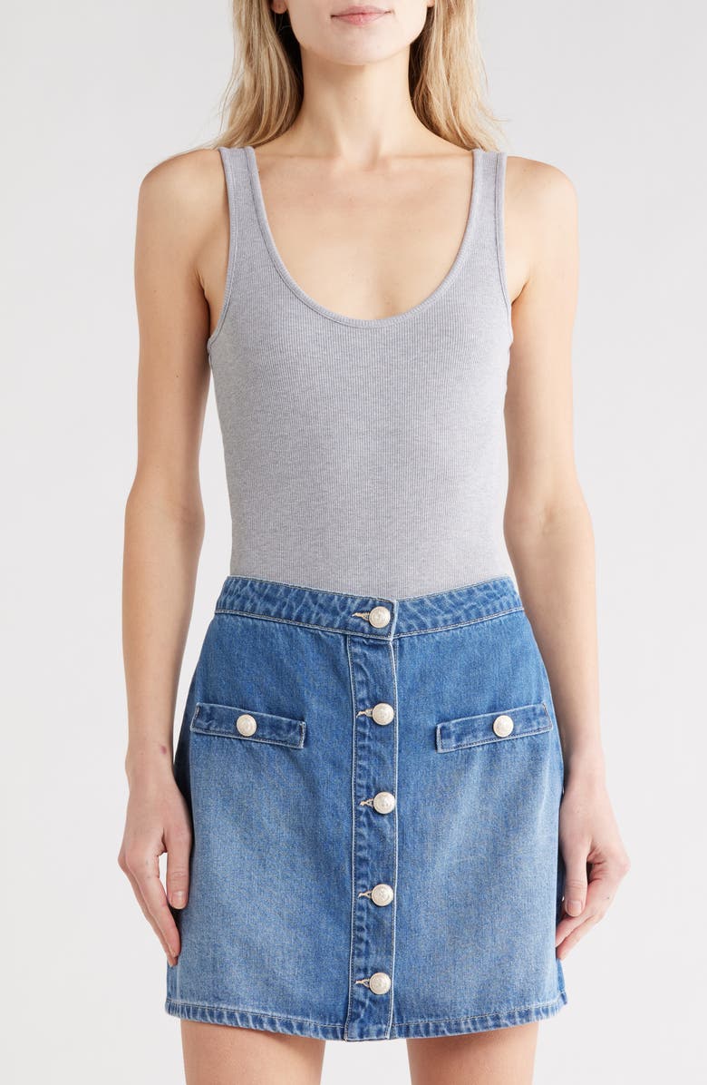 L'AGENCE Nica Scoop Neck Tank Bodysuit, Main, color, Heather Grey