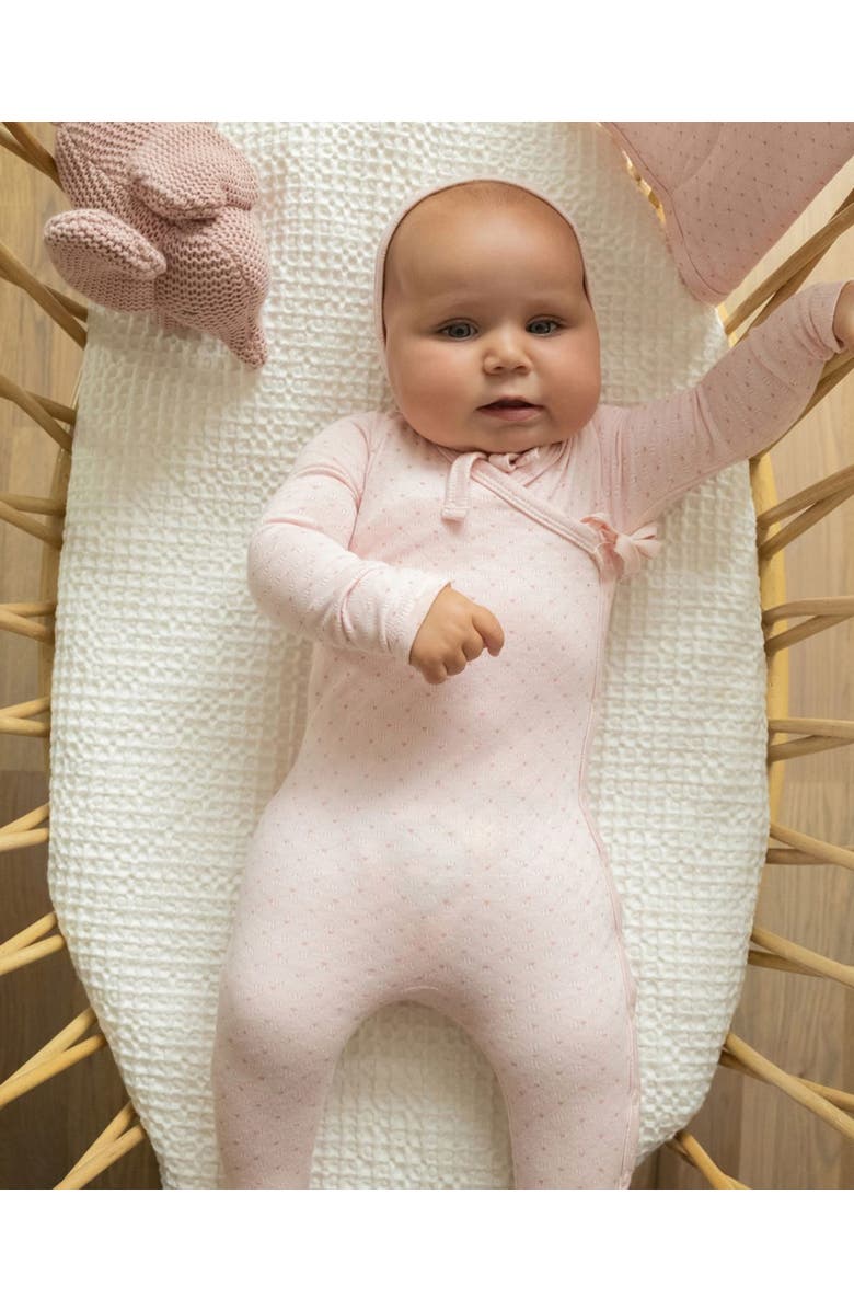 MiniMoi 3 Piece Baby Pointelle Rayon Blend Footie Set, Alternate, color, Pink