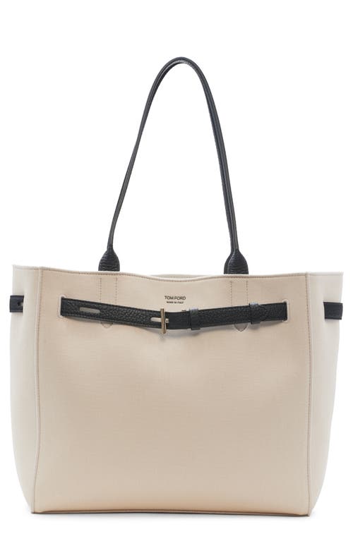TOM FORD Medium Audrey Canvas Tote in Ecru/black at Nordstrom