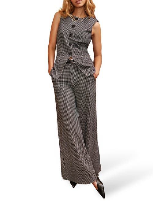 Ro&zo Round Neck Houndstooth Waistcoat In Gray