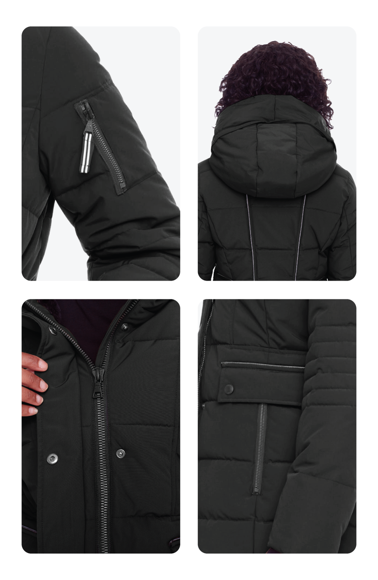 Alpine North KOOTNEY - Vegan Down Mid-Length Parka Coat, Alternate, color, Black