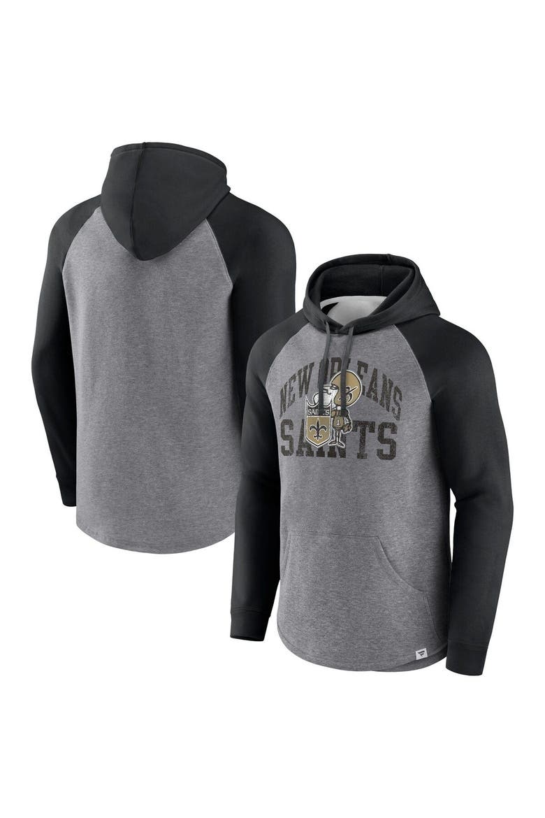 Men's Fanatics Branded Heather Gray New Orleans Saints Favorite Arch Raglan Pullover Hoodie, Main, color, Heather Gray