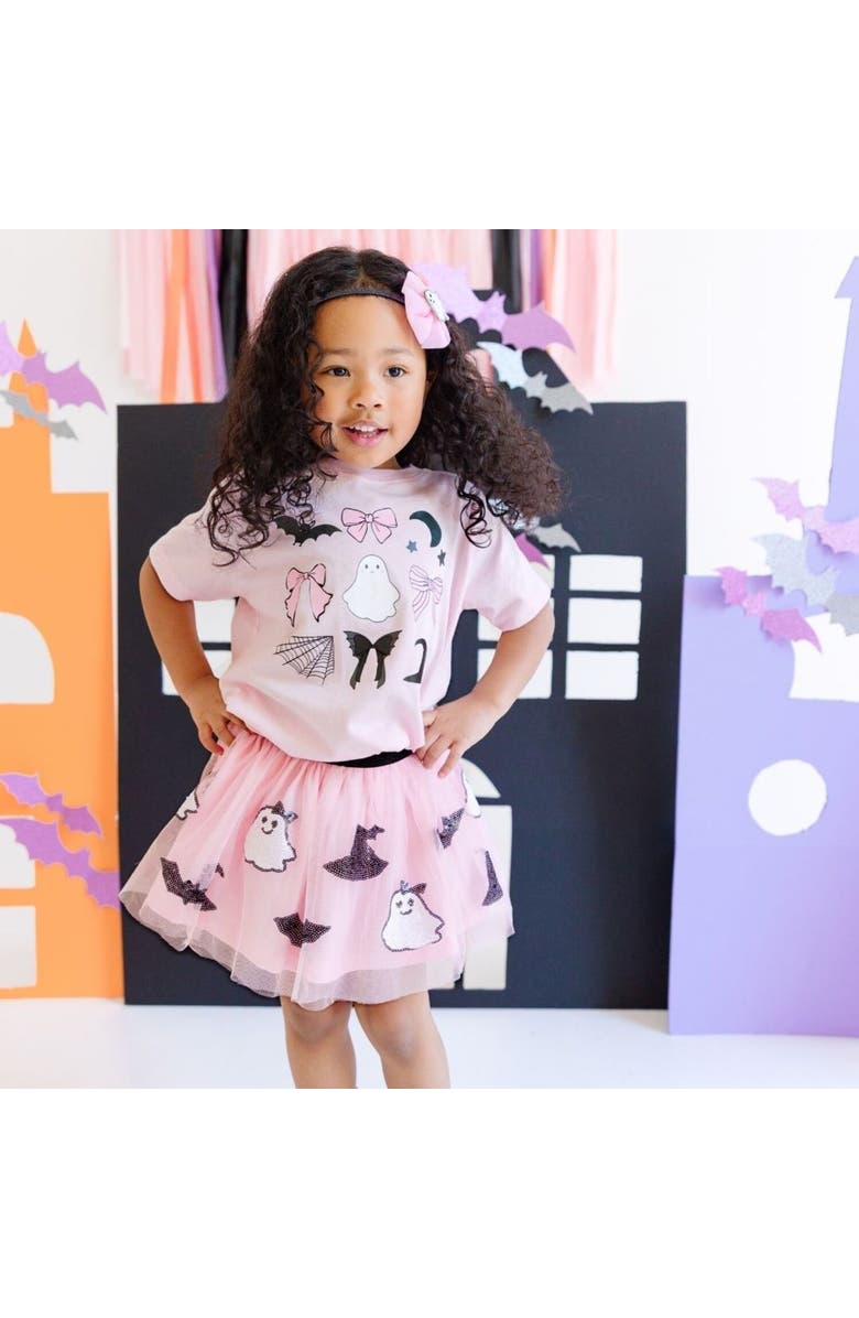 Sweet Wink Tulle Ghost Bow Halloween Headband, Alternate, color,