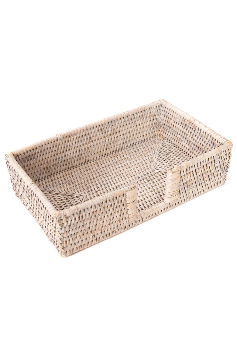 Artifacts Rattan Guest Towel - Rectangular Napkin Holder with Cutout, Main, color, White Wash