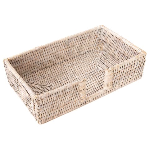 Artifacts Rattan Guest Towel - Rectangular Napkin Holder with Cutout