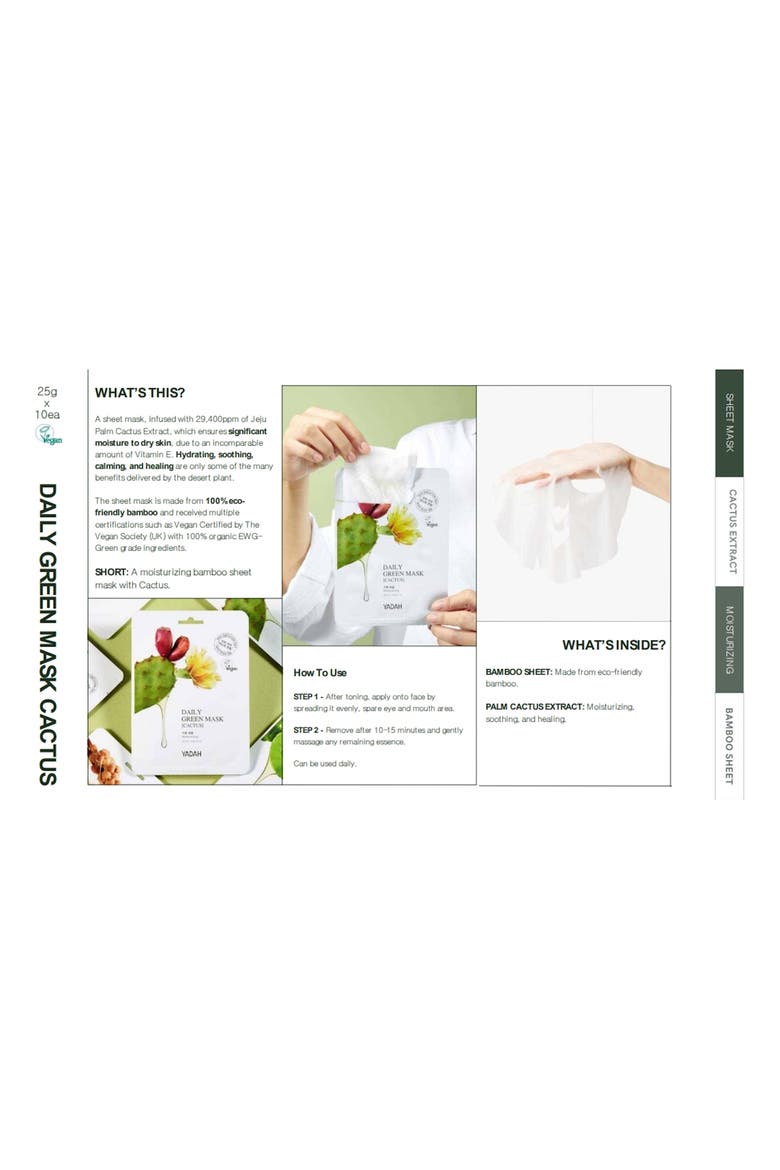 Daily Green Cactus Sheet Mask, Alternate, color, NO COLOR