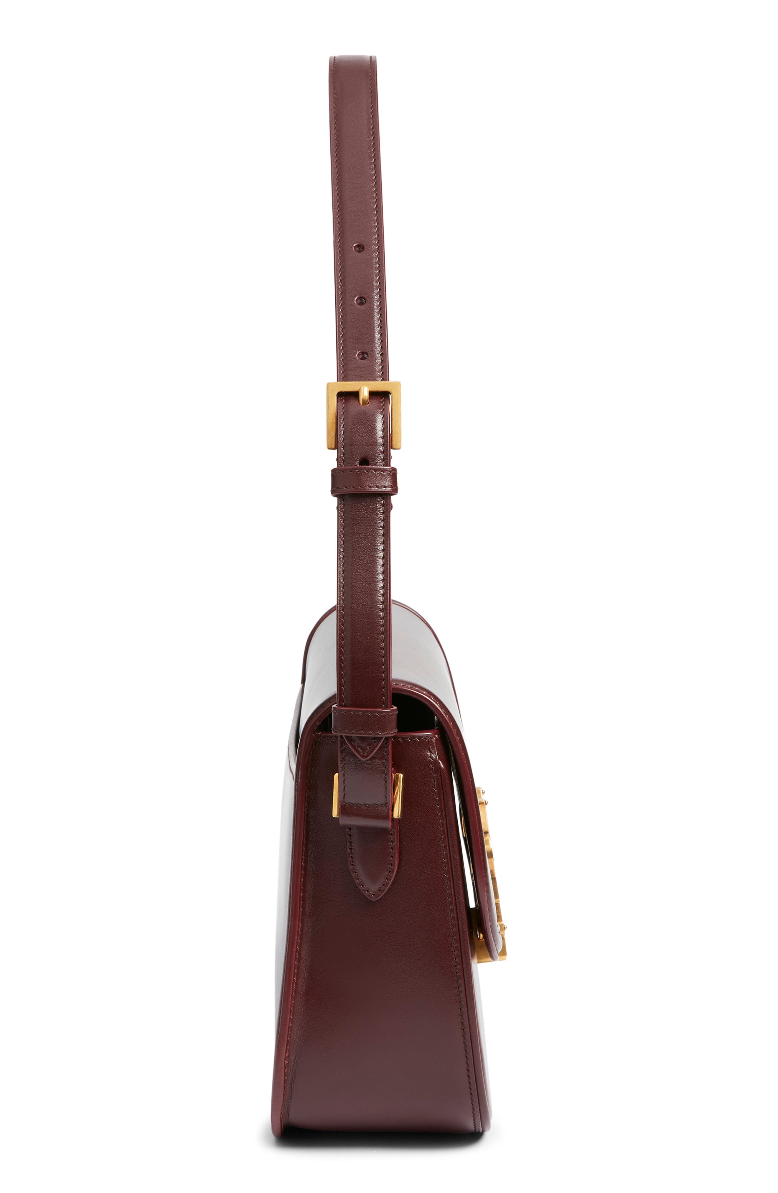 Saint Laurent Large Solferino Leather Shoulder Bag, Alternate, color, Rouge Cabernet