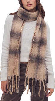 Free People Highland Plaid Skinny Scarf