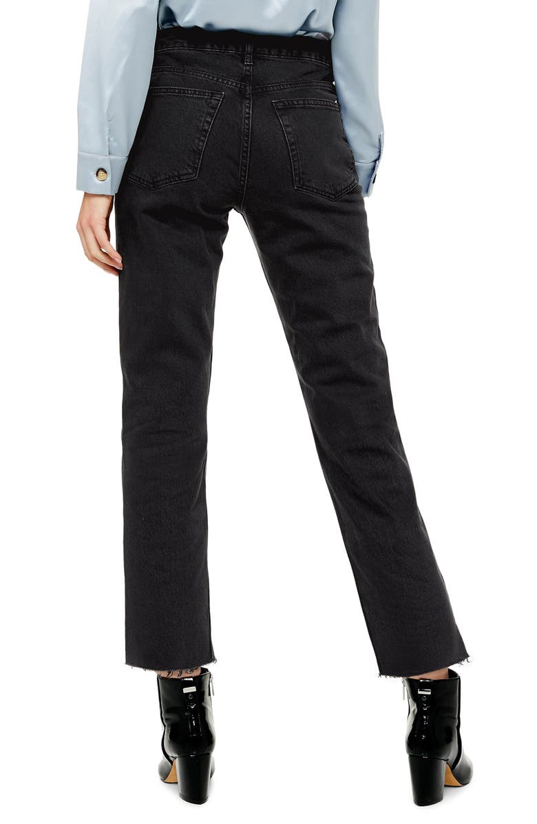 Topshop High Waist Split Hem Straight Leg Jeans, Alternate, color, 