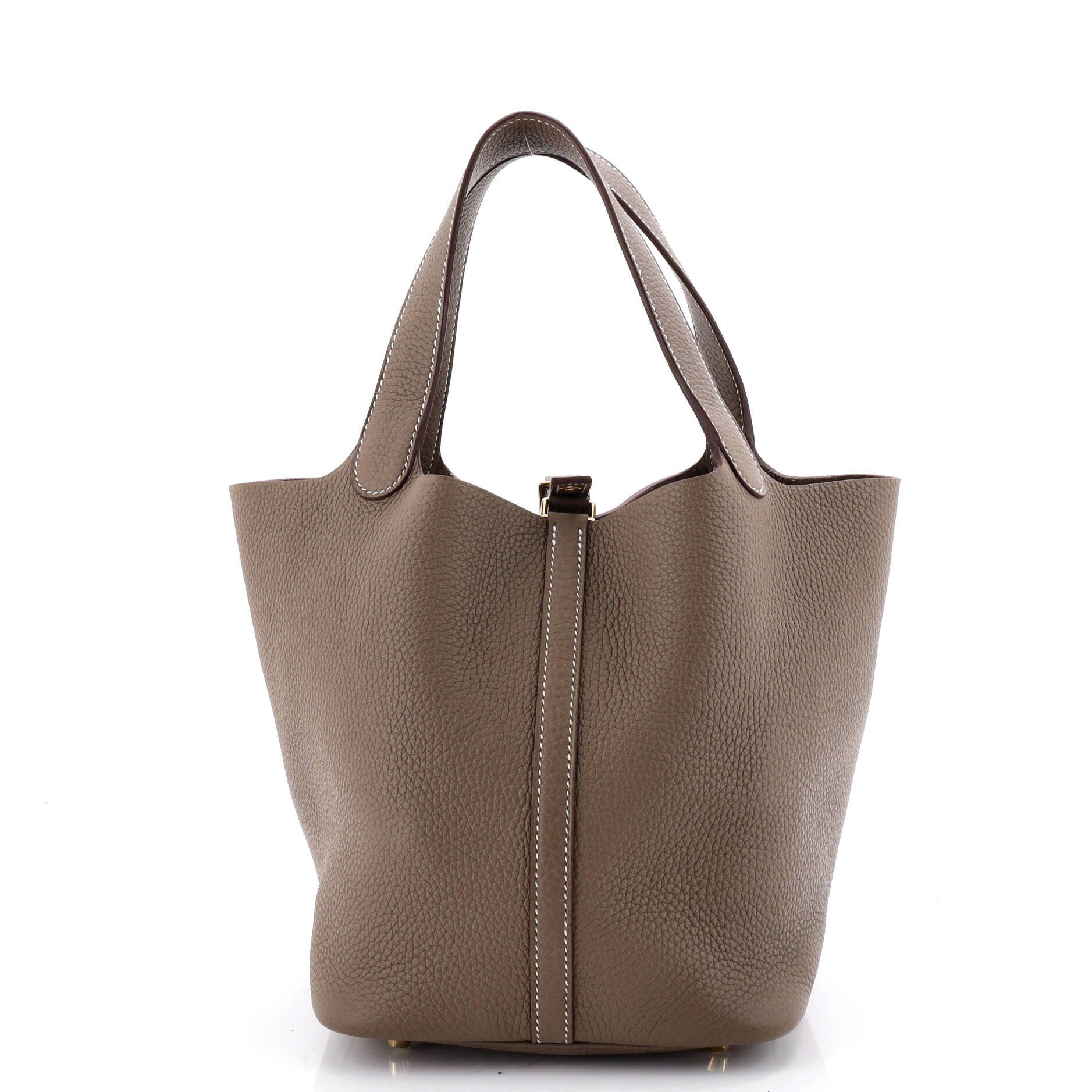 Pre-Owned Hermes Picotin Lock Bag Clemence MM, Main, color, Etoupe