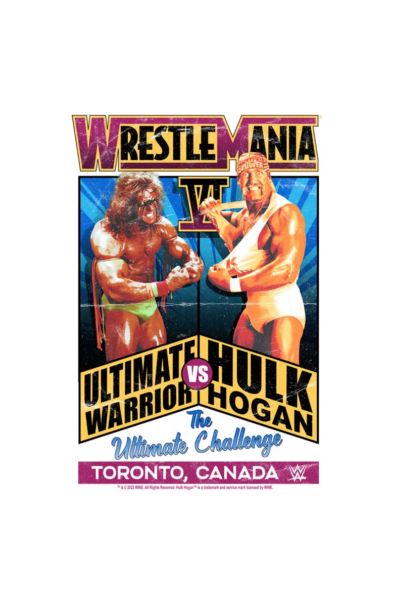 WWE Boy's WWE Hulk Hogan VS The Ultimate Warrior Poster  Graphic T-Shirt, Alternate, color, White