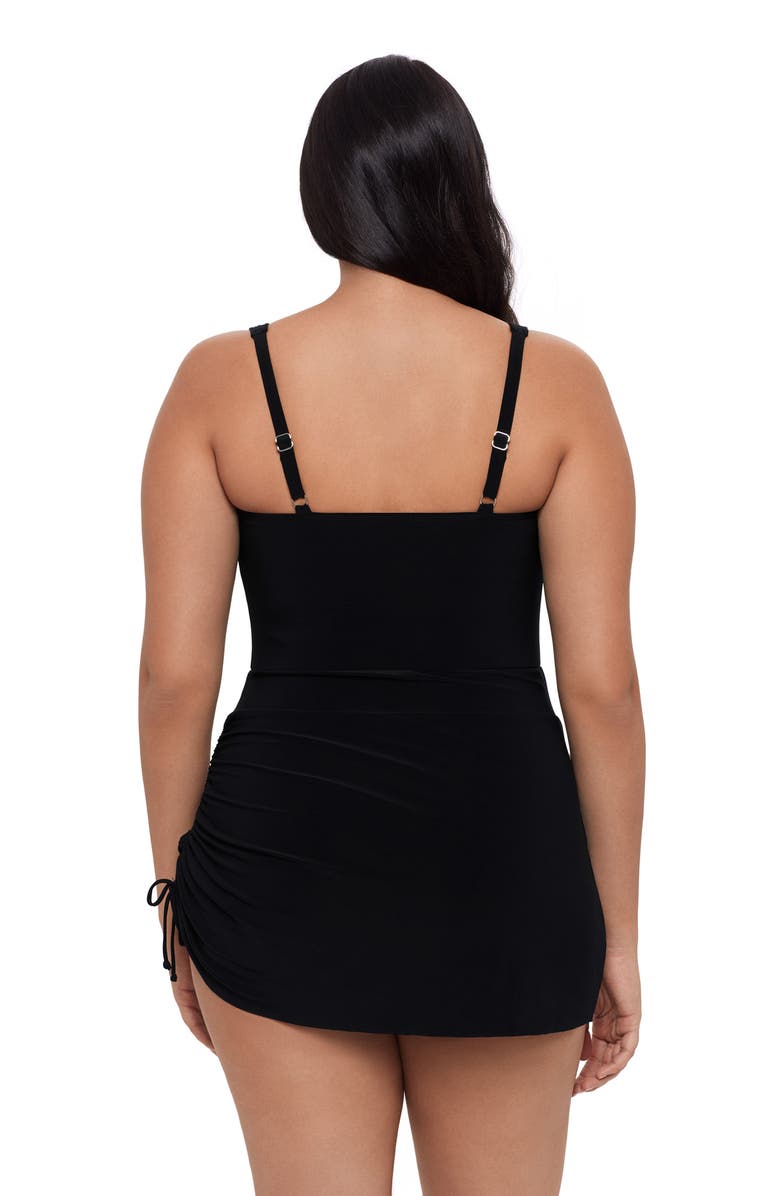 Trimshaper Julie Adjustable Skirt Control Swim Dress, Alternate, color, Black