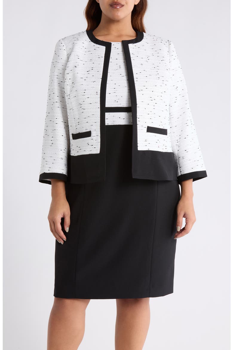 Tweed Cardigan, Main, color, LILY WHITE/BLK