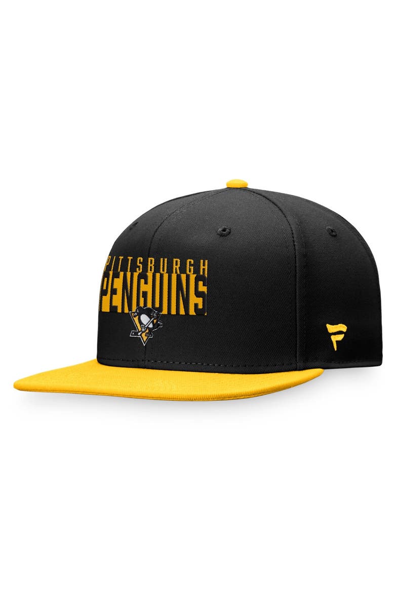 Men's Fanatics Branded Black/Gold Pittsburgh Penguins Fundamental Colorblocked Snapback Hat, Alternate, color, Black