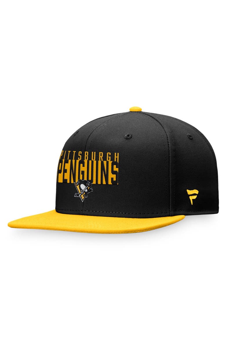 FANATICS Men's Fanatics Branded Black/Gold Pittsburgh Penguins Fundamental Colorblocked Snapback Hat, Alternate, color, 