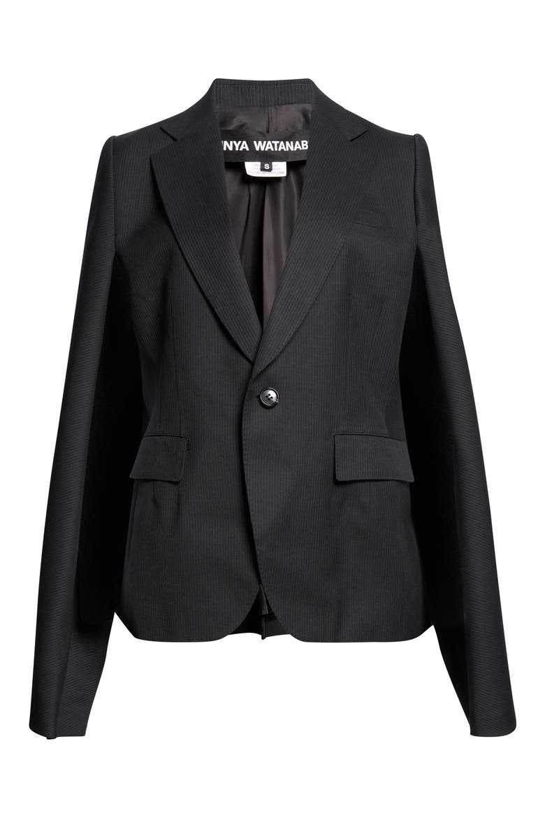 Wool Cape Blazer, Main, color, BLACK/ WHITE