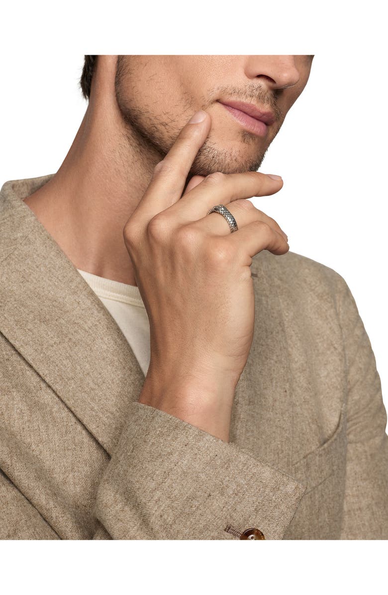 David Yurman Ouroboros Band Ring in Sterling Silver with Black Diamonds, Alternate, color,