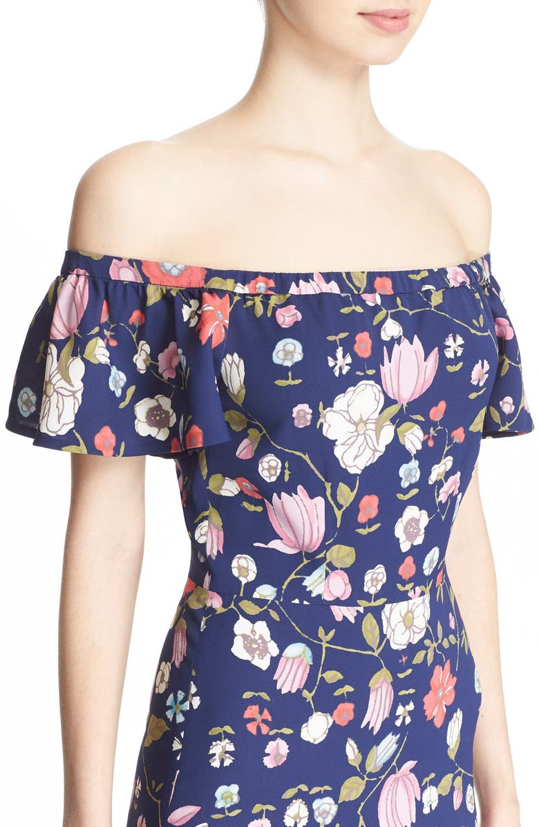 Rebecca Taylor Off the Shoulder Floral Print Dress, Alternate, color,