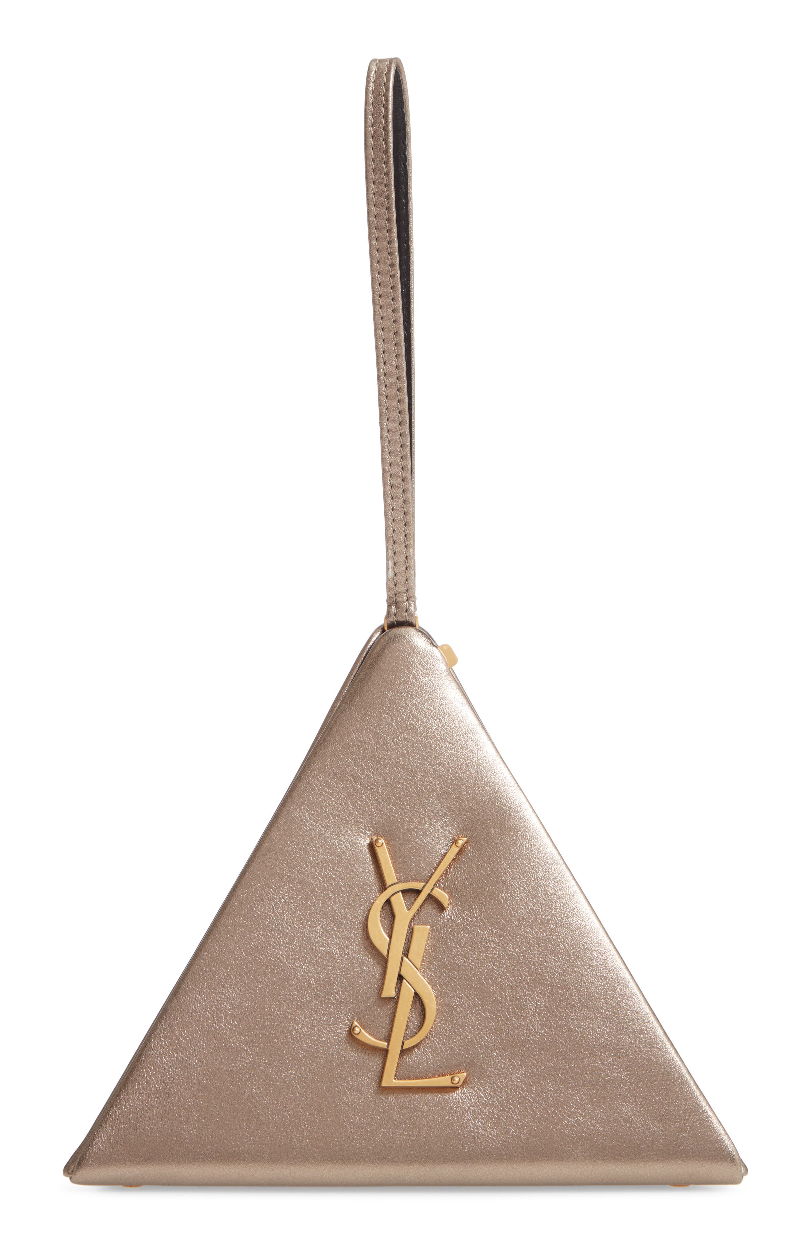 Saint Laurent Pyramid Metallic Leather Minaudière, Main, color, 