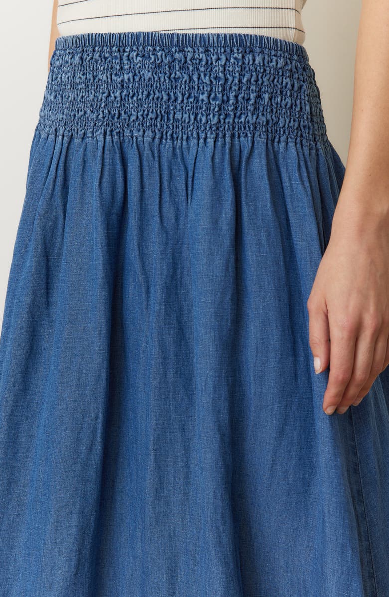 Marine Layer Bea Charm Midi Skirt, Alternate, color, Medium Wash