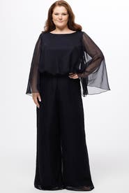 Celebrations by Sydney's Closet Scoop Neck Wide Leg Plus Size Jumpsuit with Sleeves