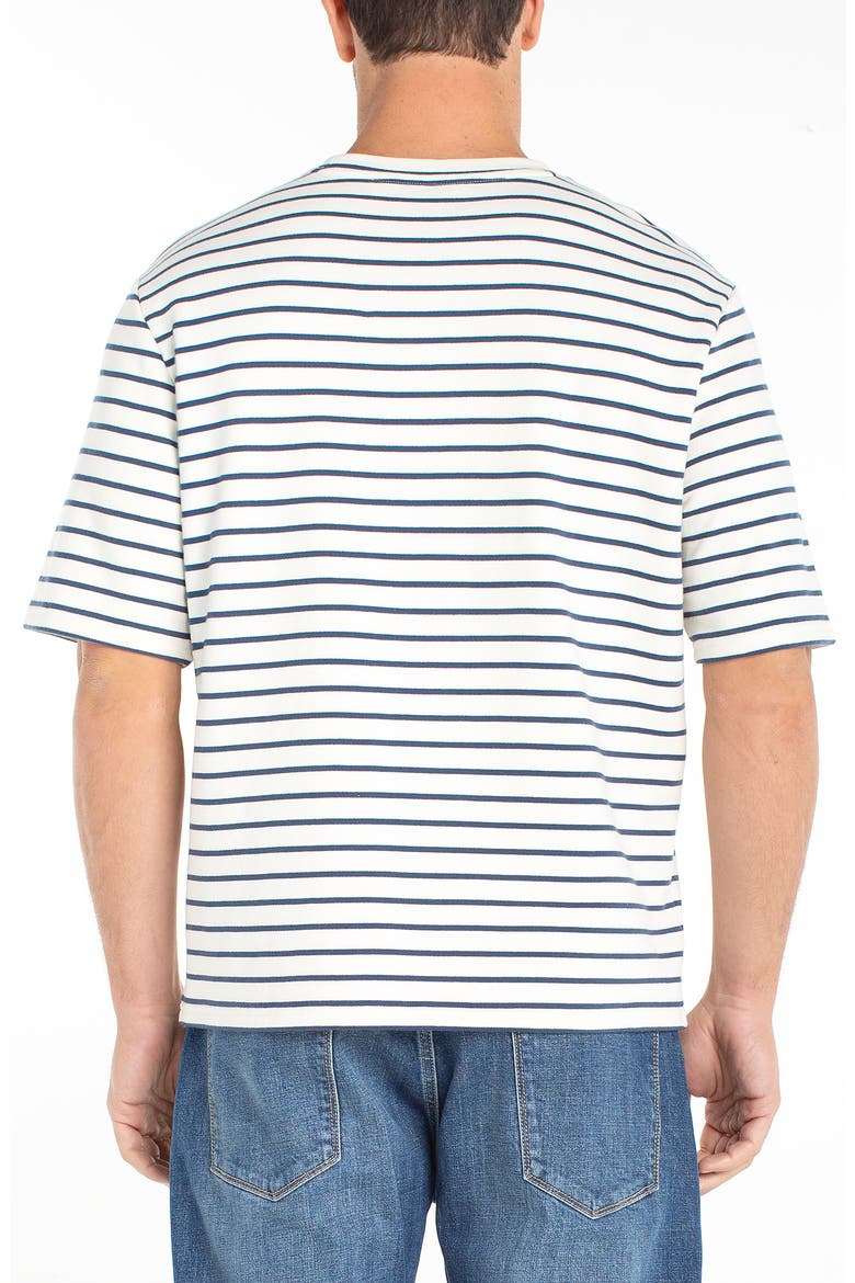 Oversize Stripe Cotton French Terry T-Shirt, Alternate, color, PARCHMENT BLUE