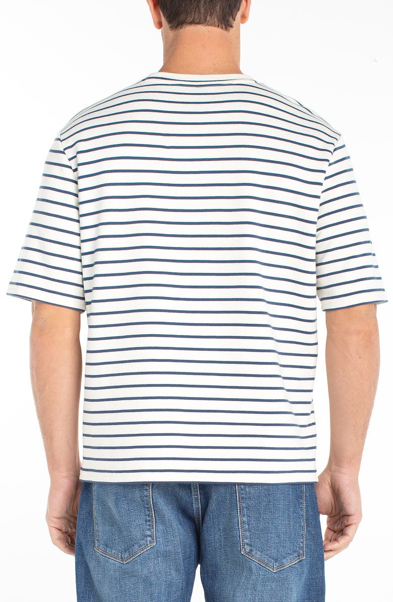 Liverpool Los Angeles Oversize Stripe Cotton French Terry T-Shirt, Alternate, color, Parchment Blue