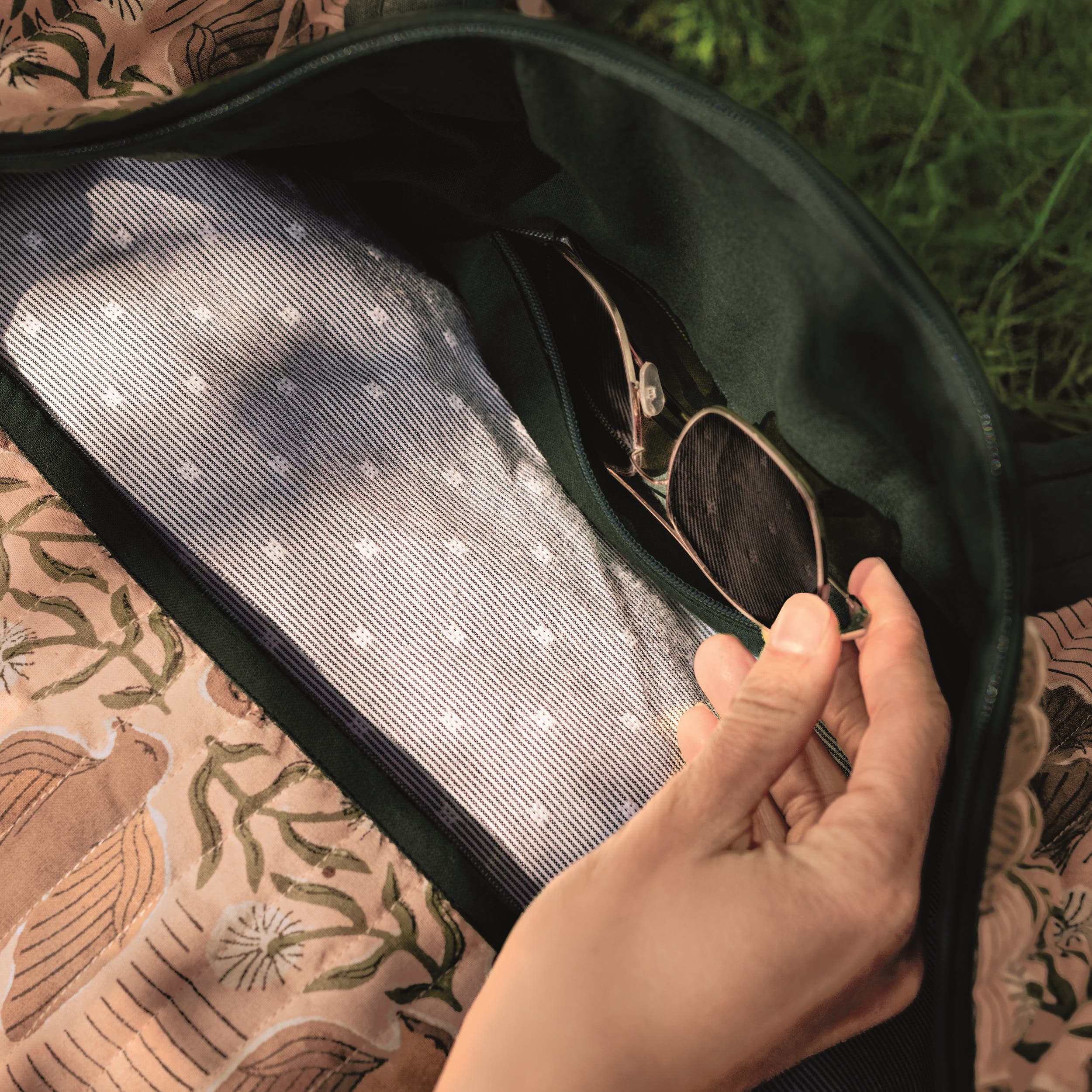 Danica Brands Peregrine Block Print Weekender Bag, Alternate, color, Beige