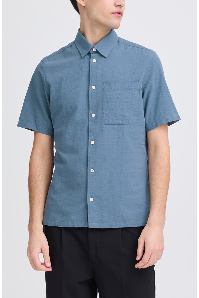 Regular Fit Short Sleeve Button-Up Shirt, Main, color, BERING SEA