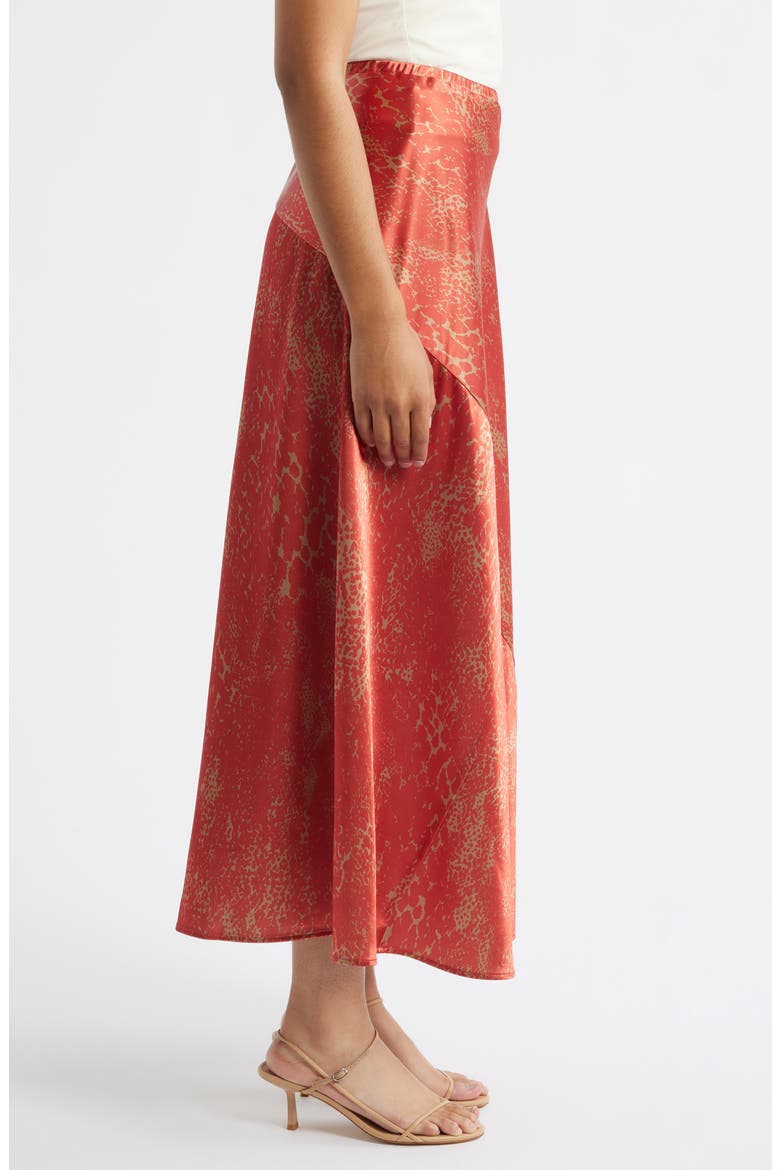 Savoy Print Bias Cut Maxi Skirt, Alternate, color, RUST COGNAC