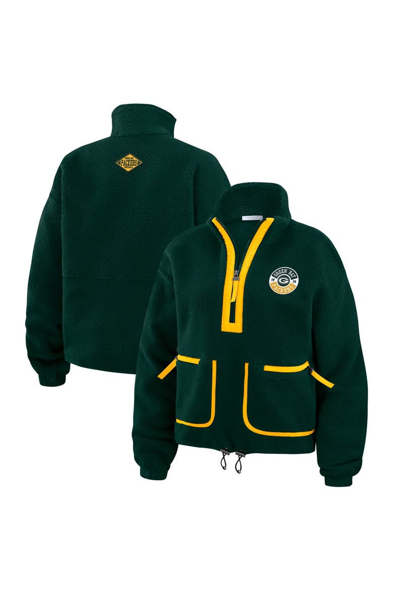 Women's WEAR by Erin Andrews Green Green Bay Packers Polar Fleece Half-Zip Jacket, Alternate, color, Green