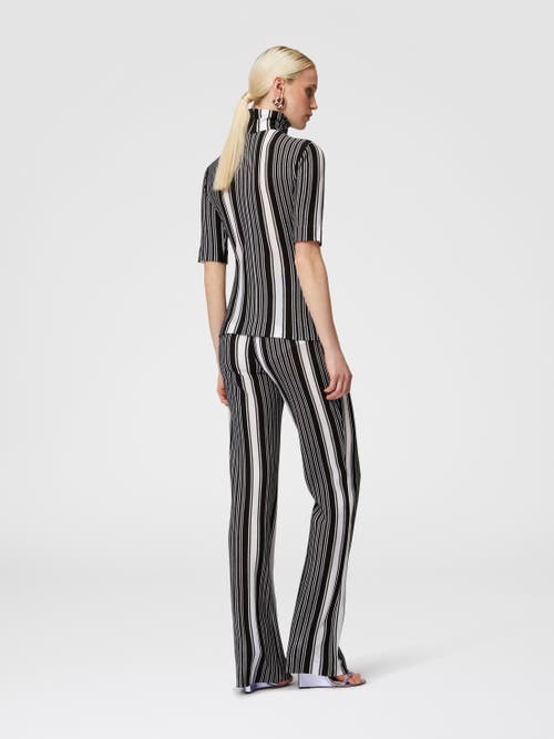 Shop Missoni Straight Striped Trousers In Cotton And Viscose In Black & White
