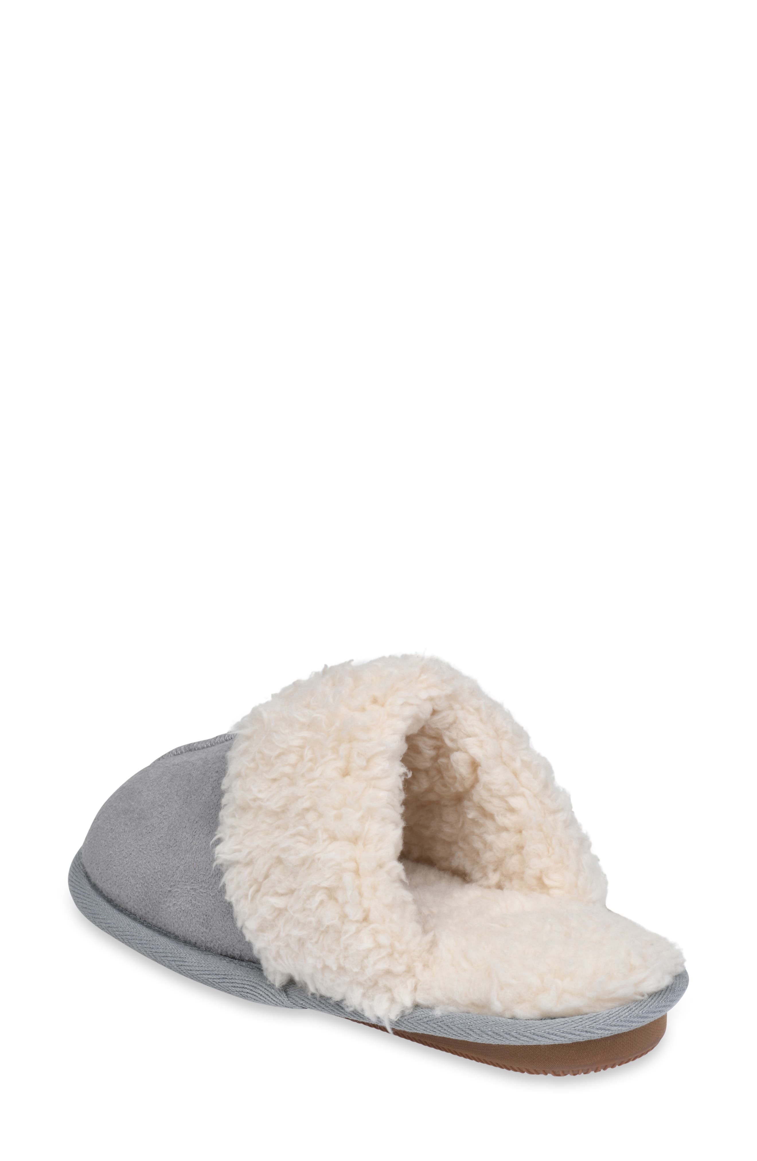 Faux Suede & Faux Shearling Lined Slipper, Alternate, color, GREY