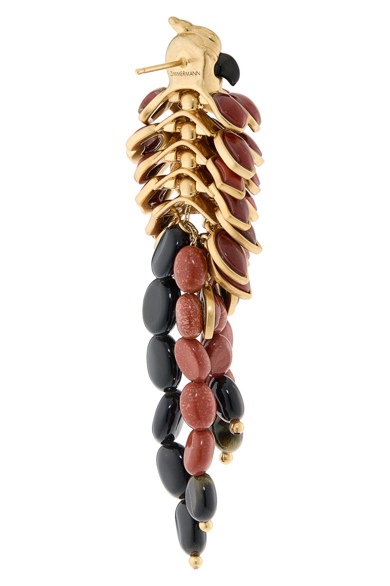 Plume Chandelier Earrings, Alternate, color, GOLD/ DARK RED